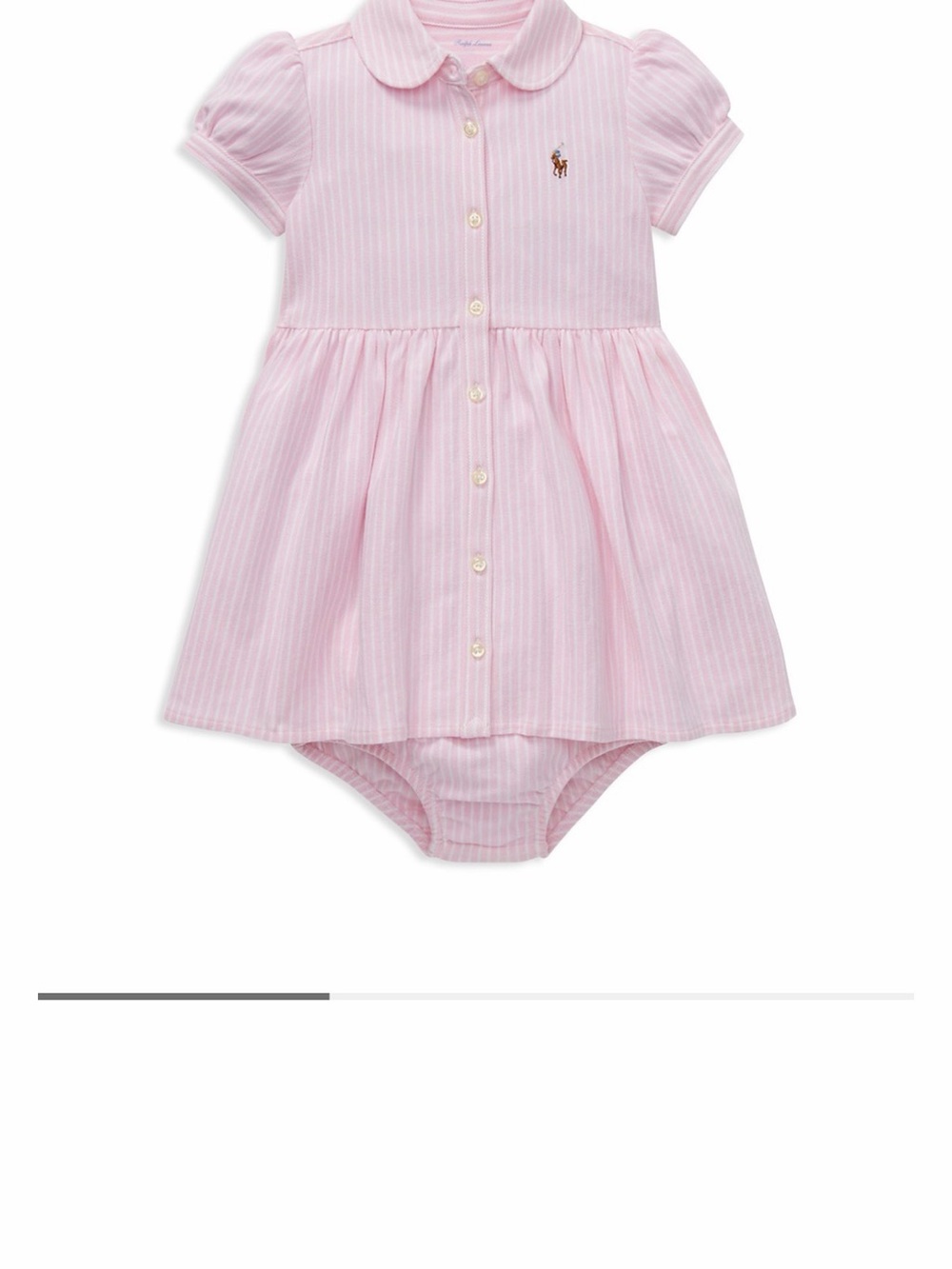 Ralph Lauren baby girl Pink Striped Oxford Dress with bloomers